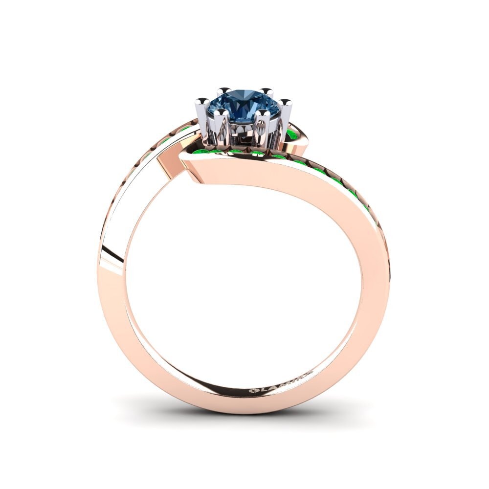 14ct Rose / White Gold Blue Diamond Engagement Ring Sevilla
