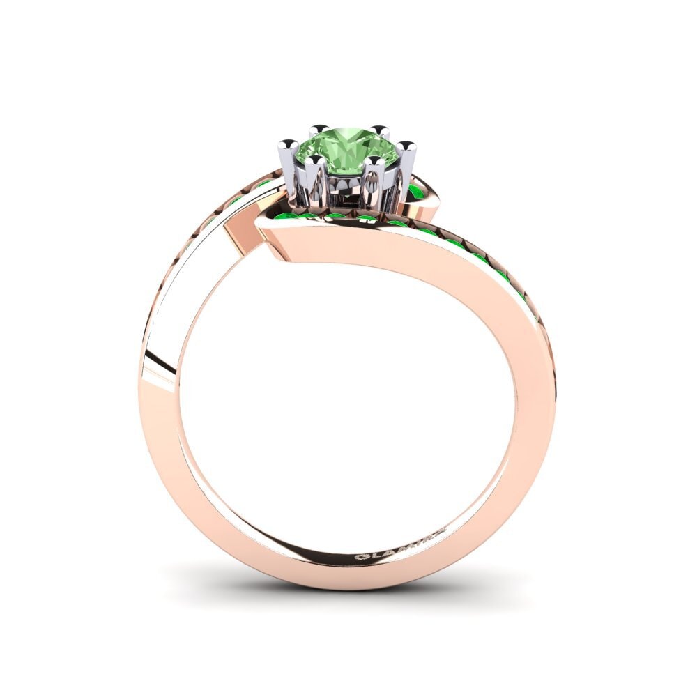 14ct Rose / White Gold Green Diamond Engagement Ring Sevilla