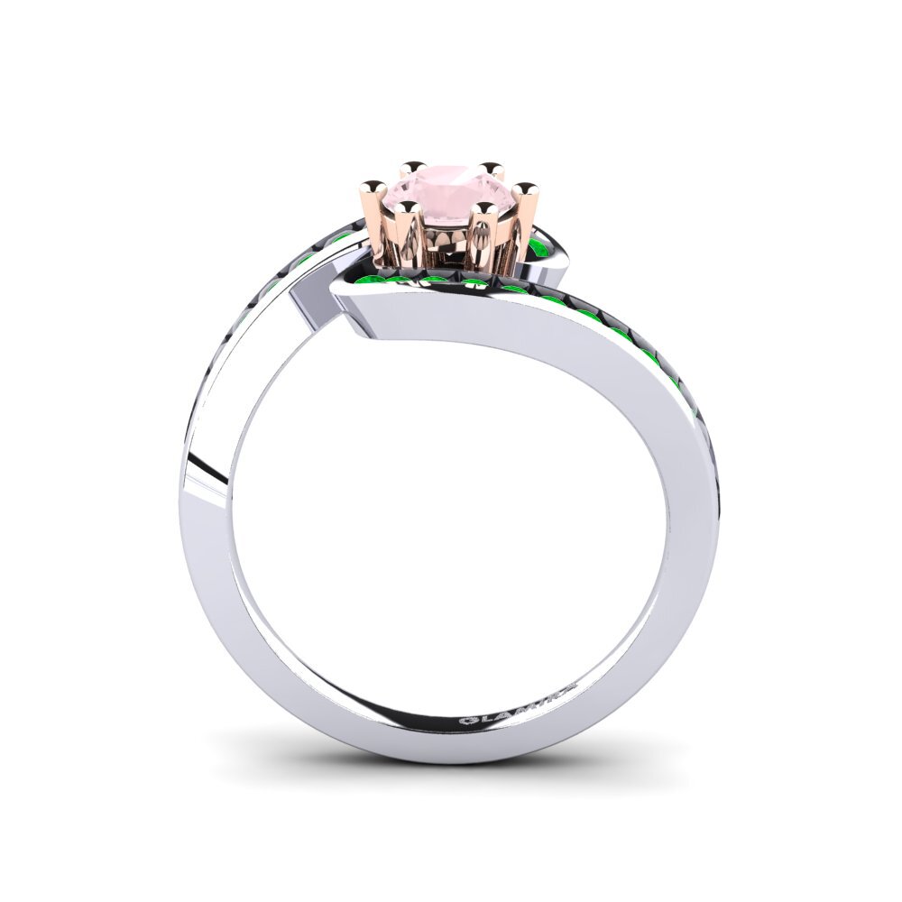 14ct White / Rose Gold Rose Quartz Engagement Ring Sevilla