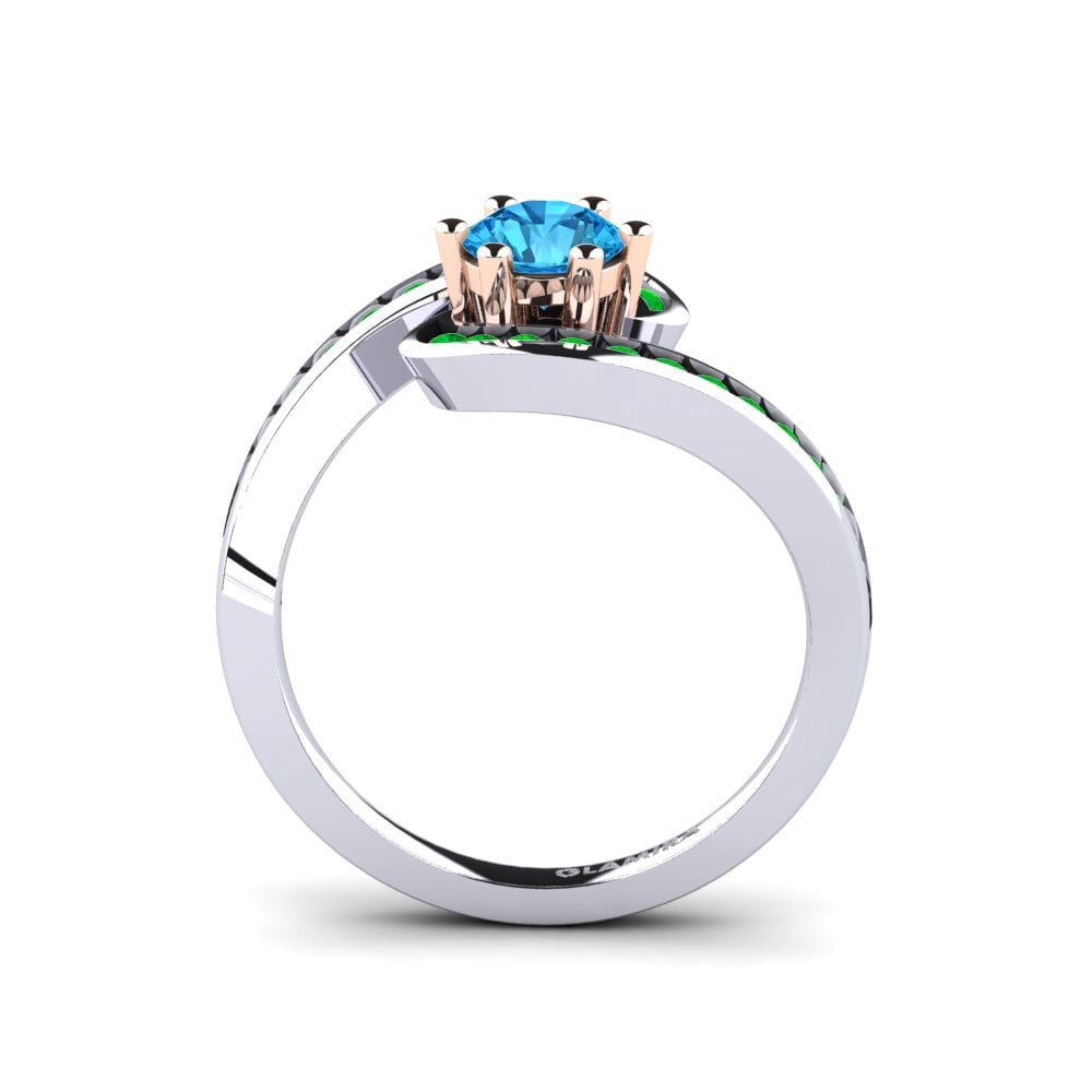 14ct White / Rose Gold Blue Topaz Engagement Ring Sevilla