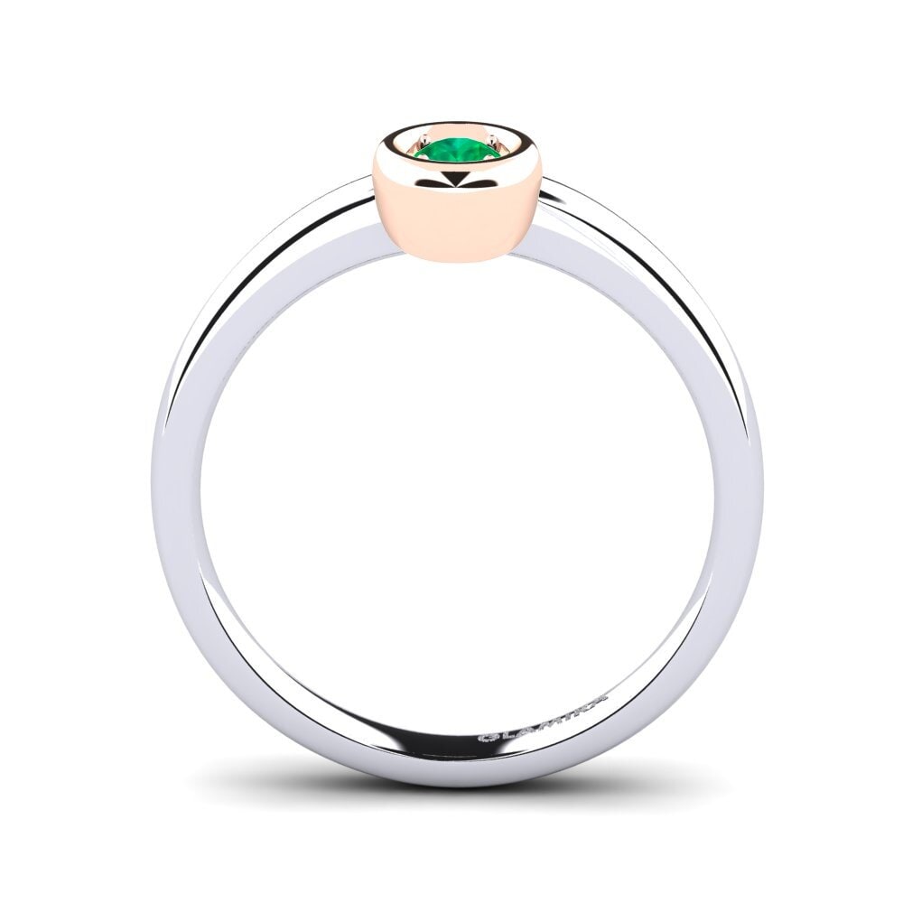 14ct White & Rose Gold Emerald Women's Ring Shamina