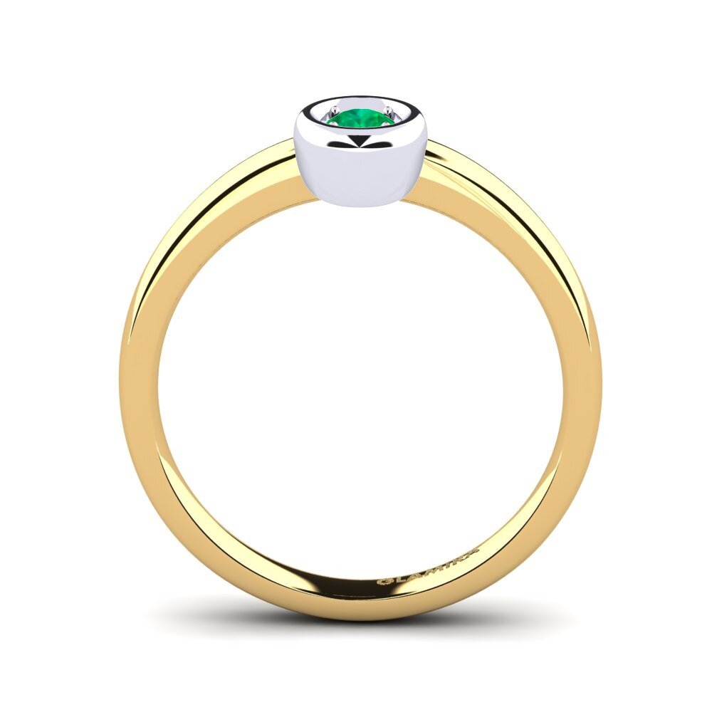14ct Yellow & White Gold Emerald Women's Ring Shamina