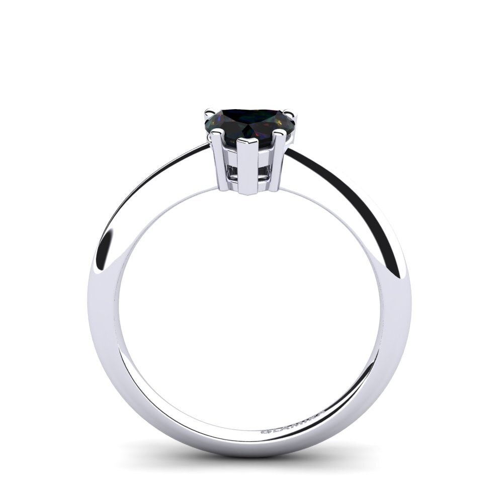 14k White Gold Black Opal Engagement Ring Sharon