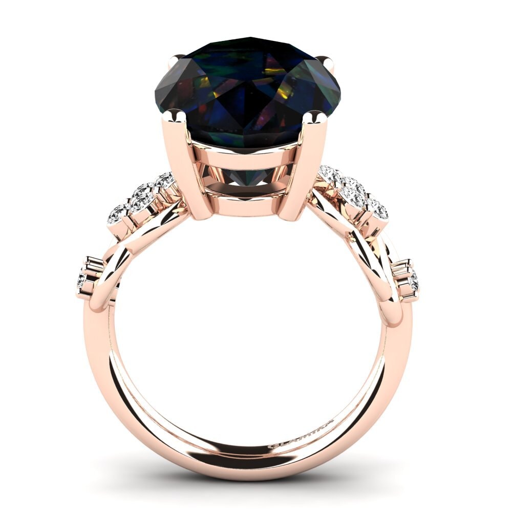 14k Oro Rosa Opalo Negro Anillo Shea