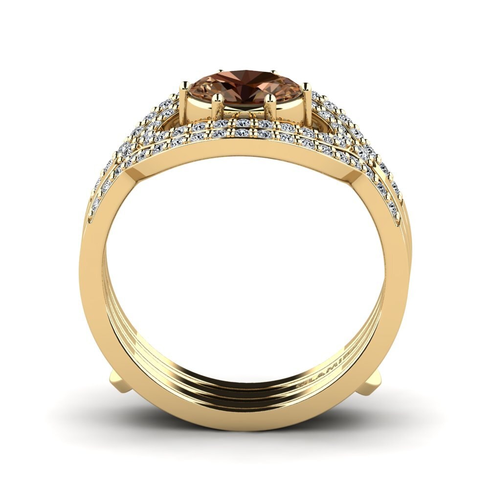 Ovalado Diamante café Anillo Sherlyzs SET