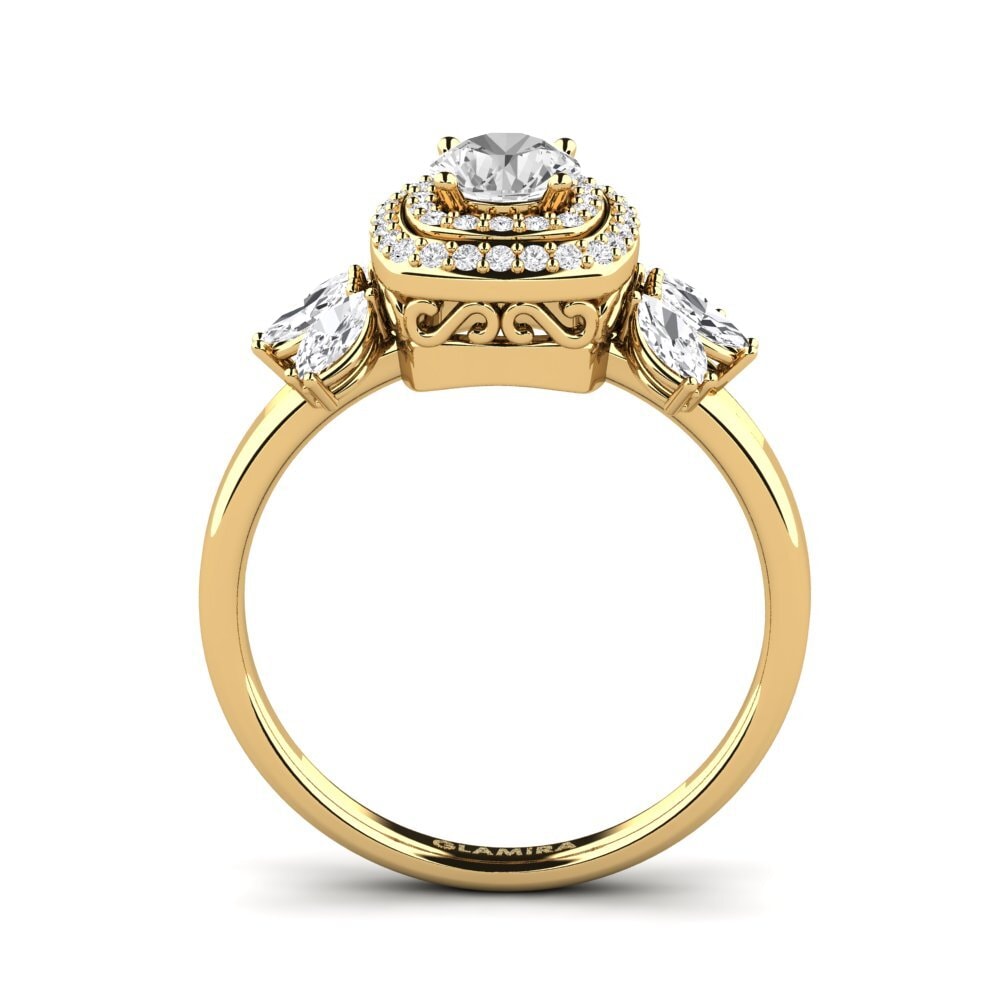 Zafiro blanco Anillo de compromiso Shuster