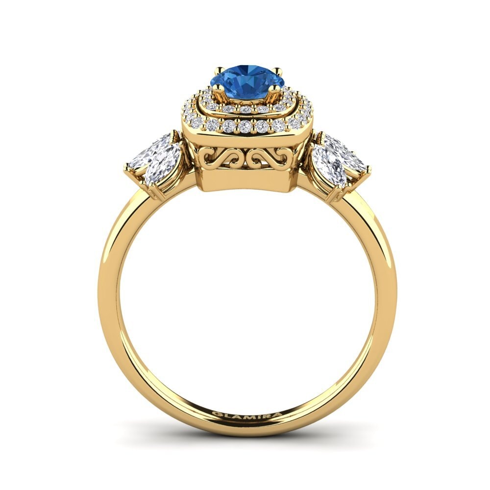 Dark Blue Zirconia Engagement Ring Shuster