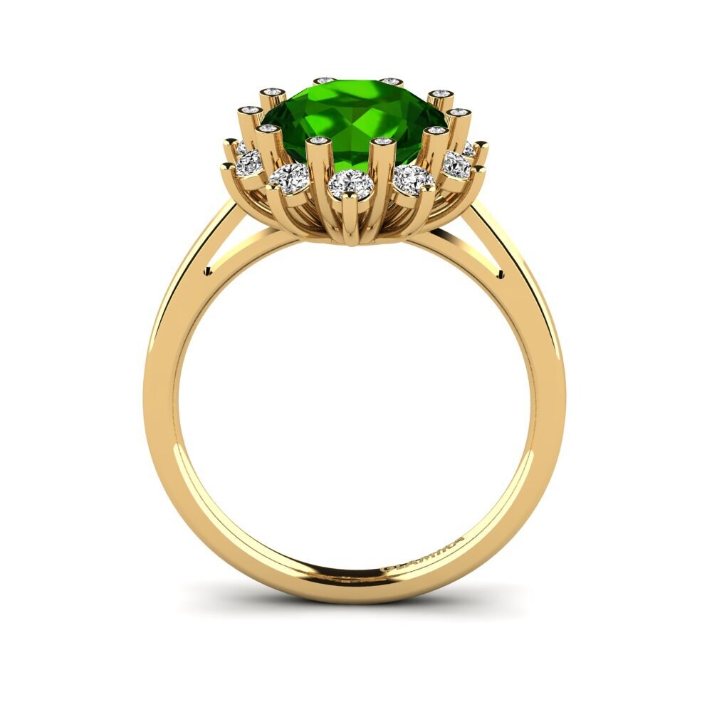 14k Oro Amarillo Turmalina verde Anillo de compromiso Silanna