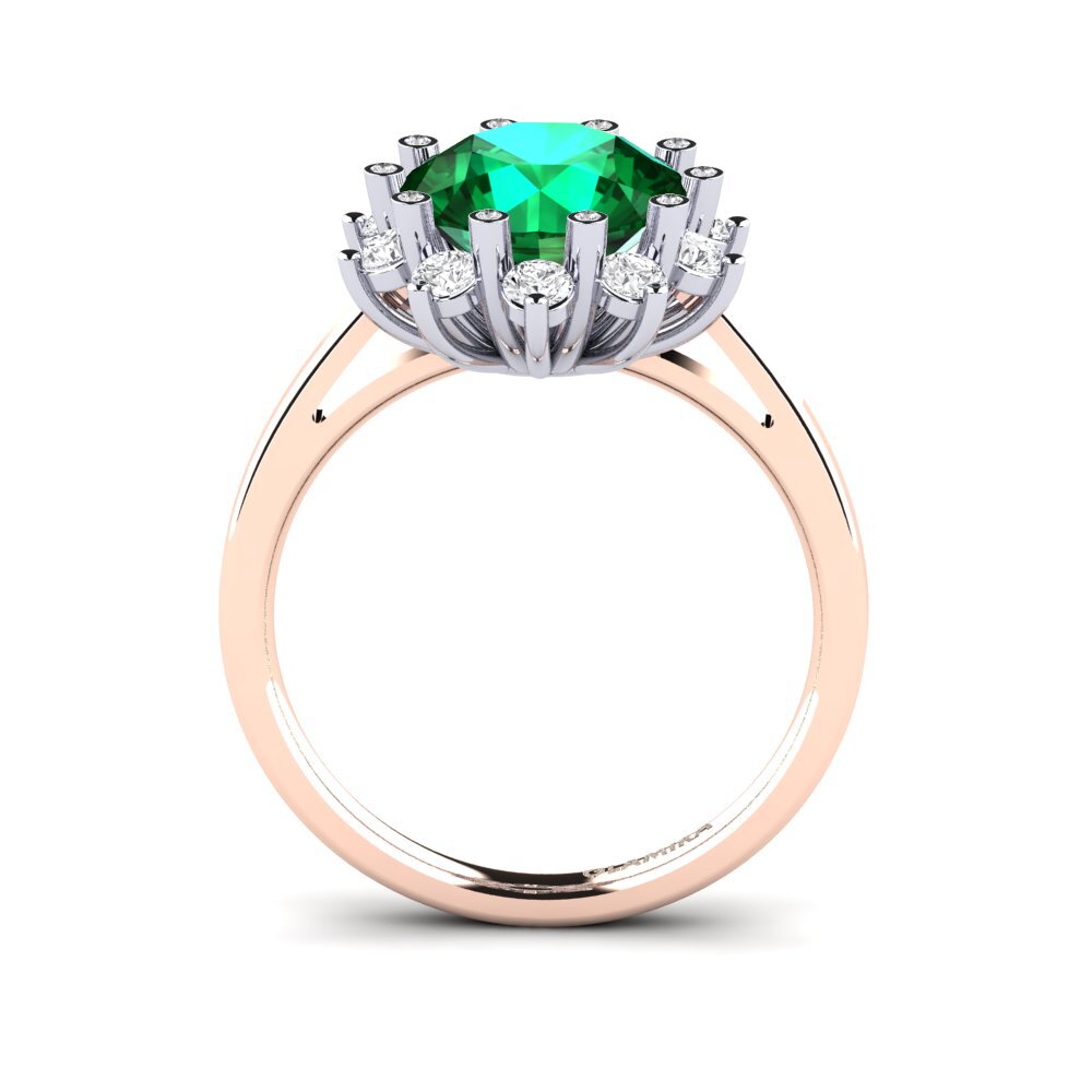 18ct Rose & White Gold Emerald (Lab Created) Engagement Ring Silanna