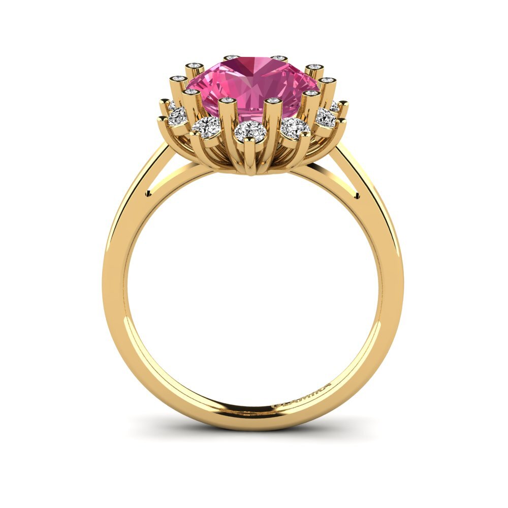 14k Oro Amarillo Turmalina rosa Anillo de compromiso Silanna