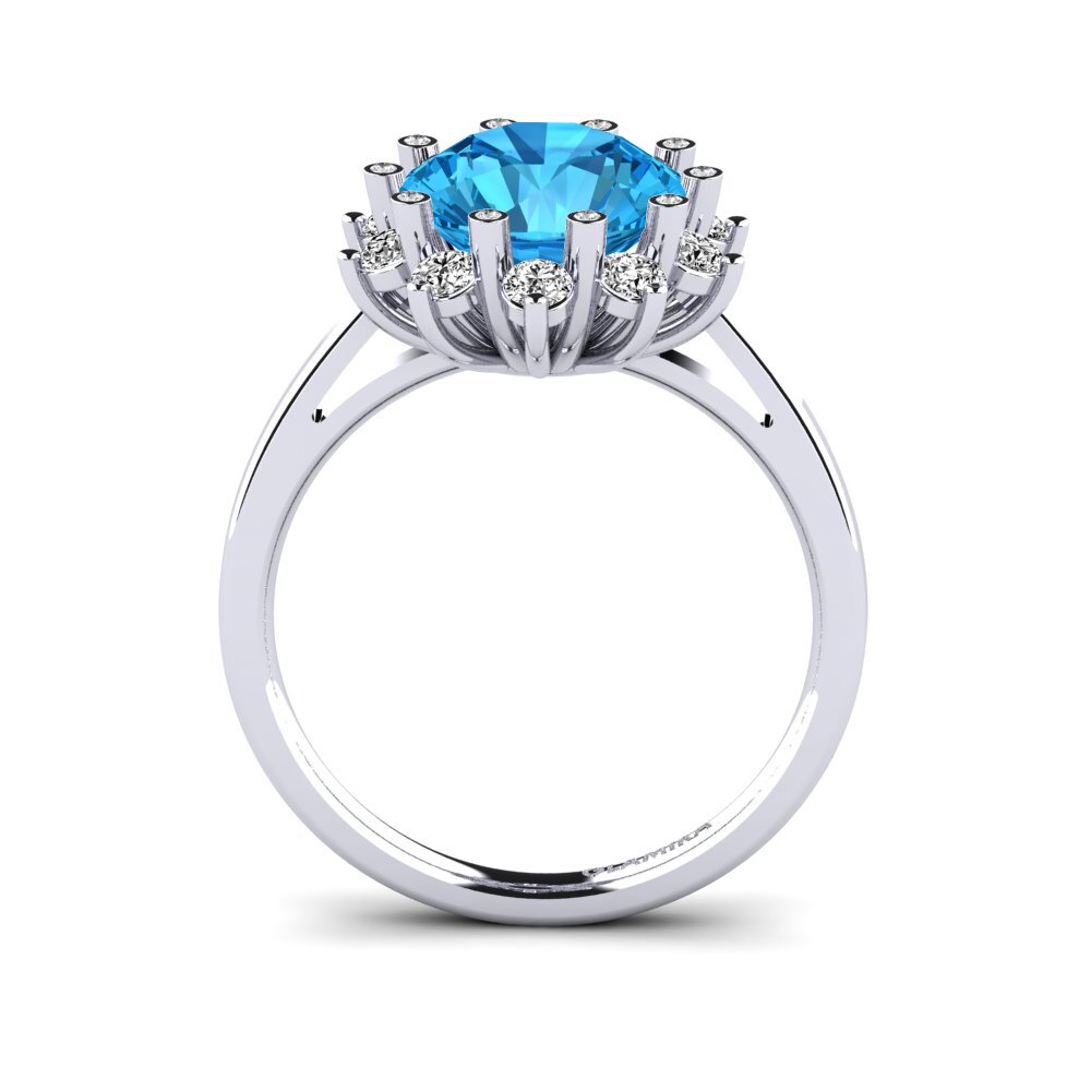 Topacio azul Anillo de compromiso Silanna
