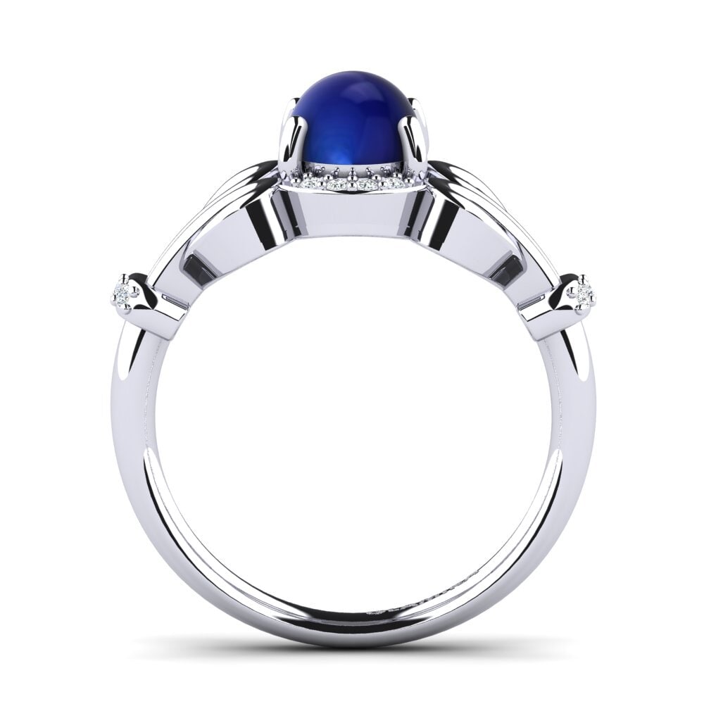 Zafiro Cabujón Anillo Silione