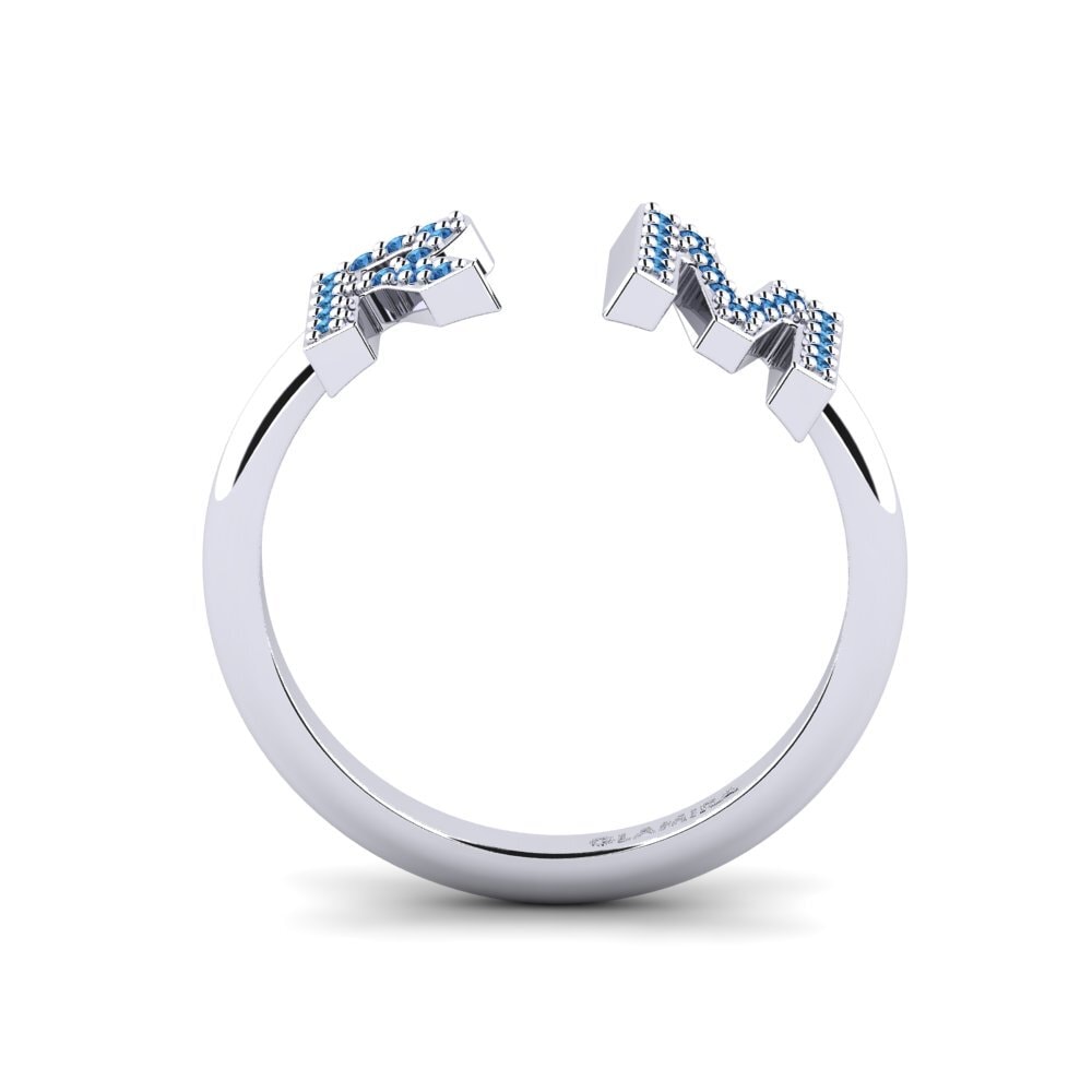 Palladium 950 Dunkelblauer Zirkonia Ringe Simonay