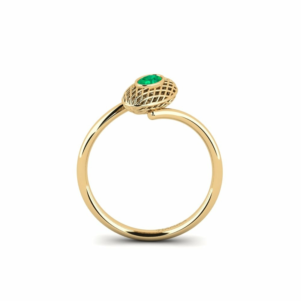 Oval 0.2 Carat Fusion Emerald 14k Yellow Gold Ring Sisao