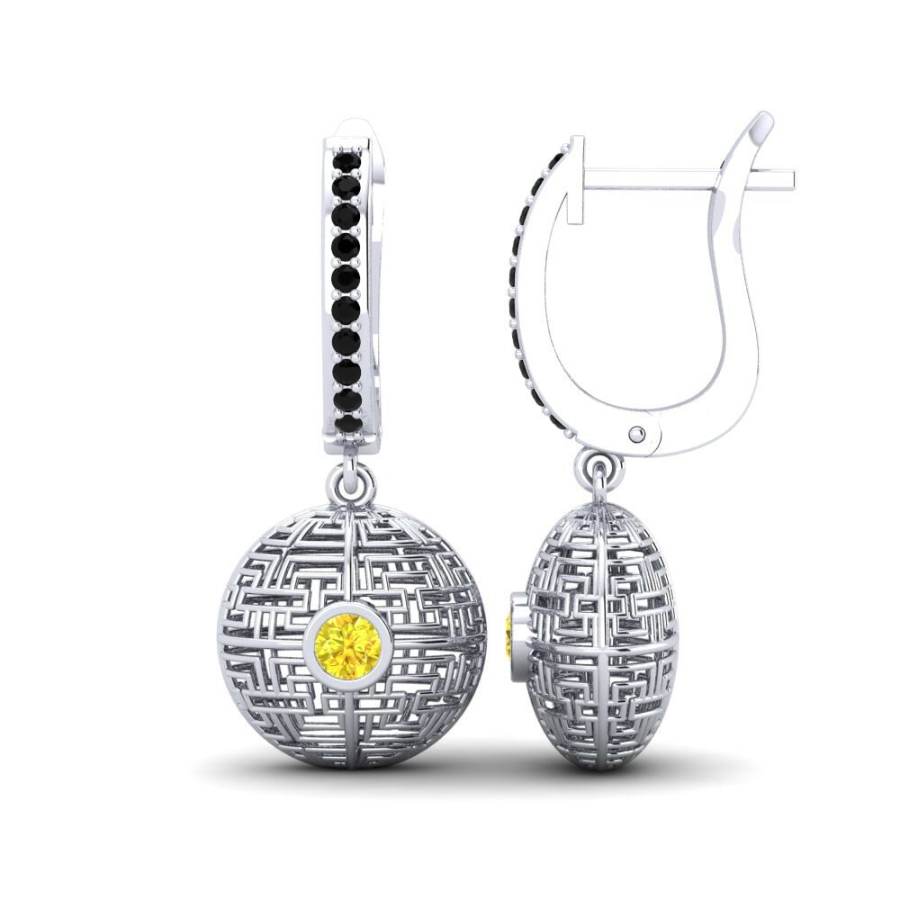 Saphir Jaune Boucle d'oreille femme Siu