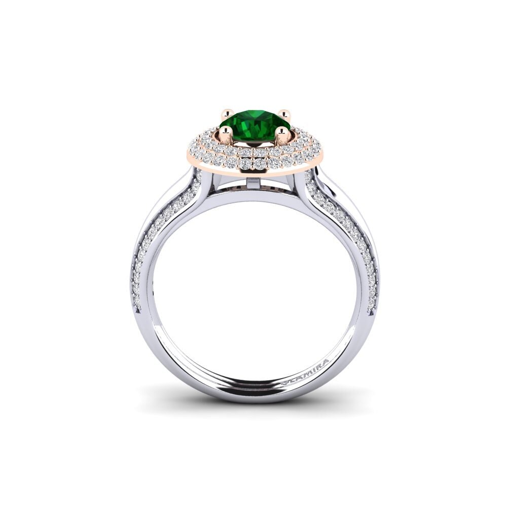 14ct White & Rose Gold Tsavorite Engagement Ring Skopleos
