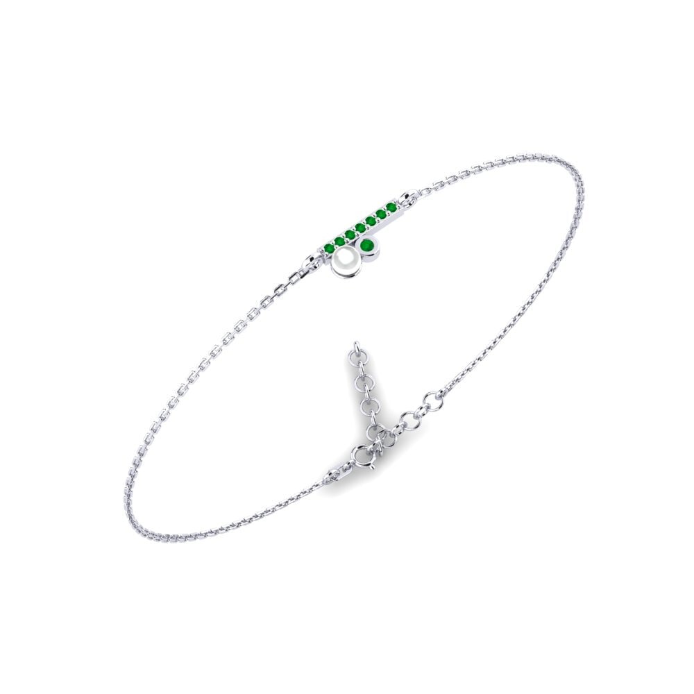 950 Platinum Emerald Women's Bracelet Slatko