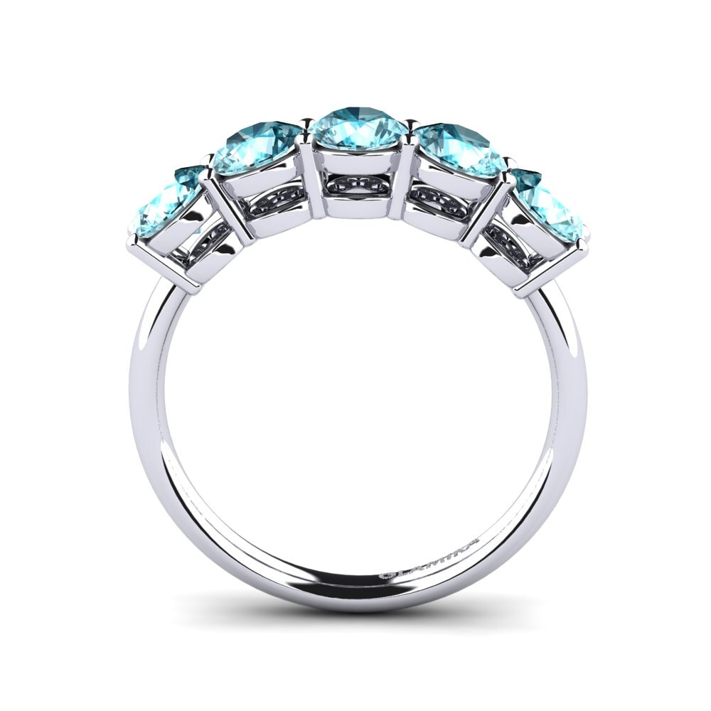 Blue Zircon Engagement Ring Sloop