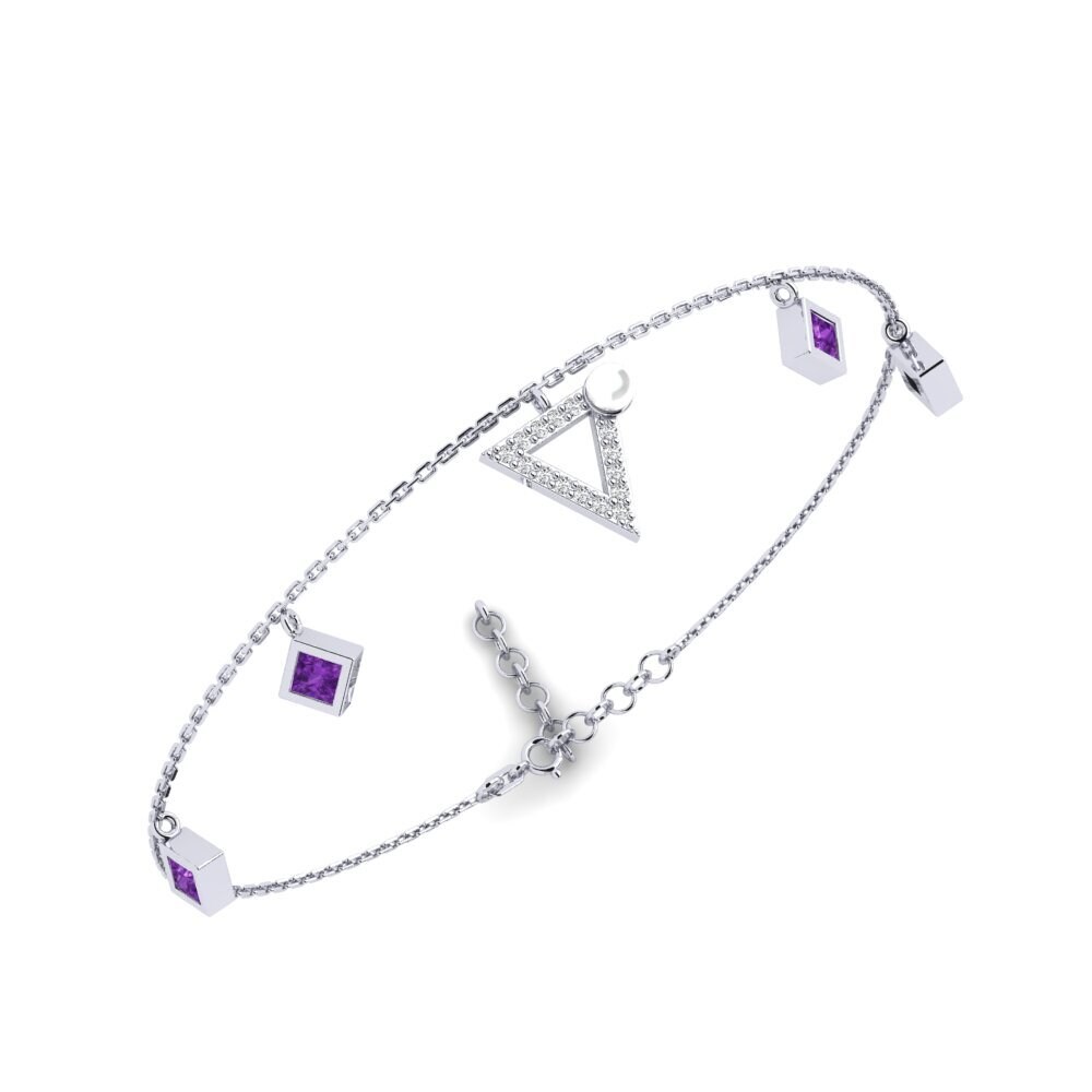 950 Platinum Amethyst Women's Bracelet Soet