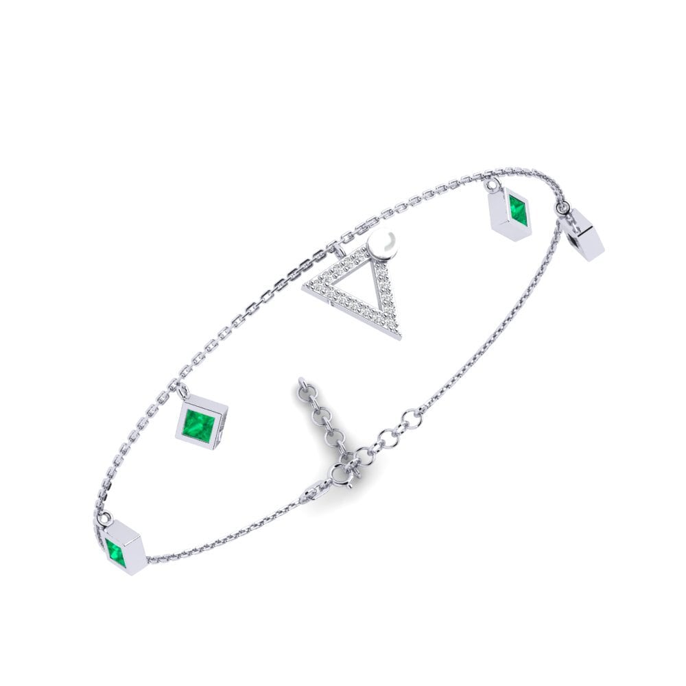 950 Platinum Emerald Women's Bracelet Soet