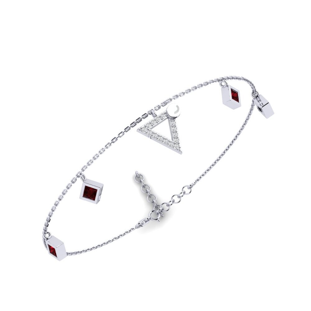 950 Platinum Garnet Women's Bracelet Soet