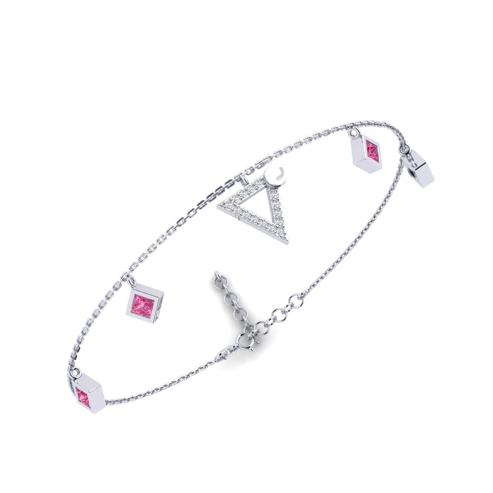 950 Platinum Pink Tourmaline Women's Bracelet Soet