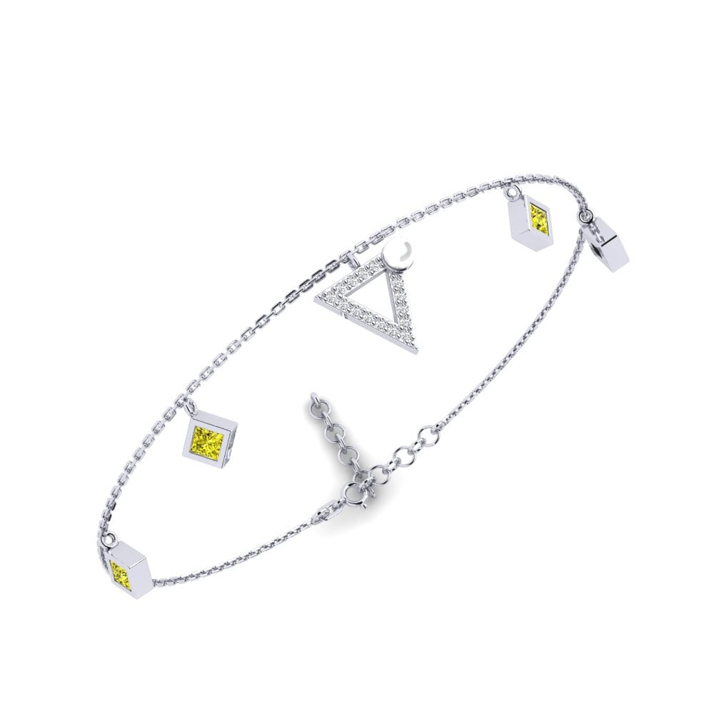 950 Platinum Yellow Diamond Women's Bracelet Soet