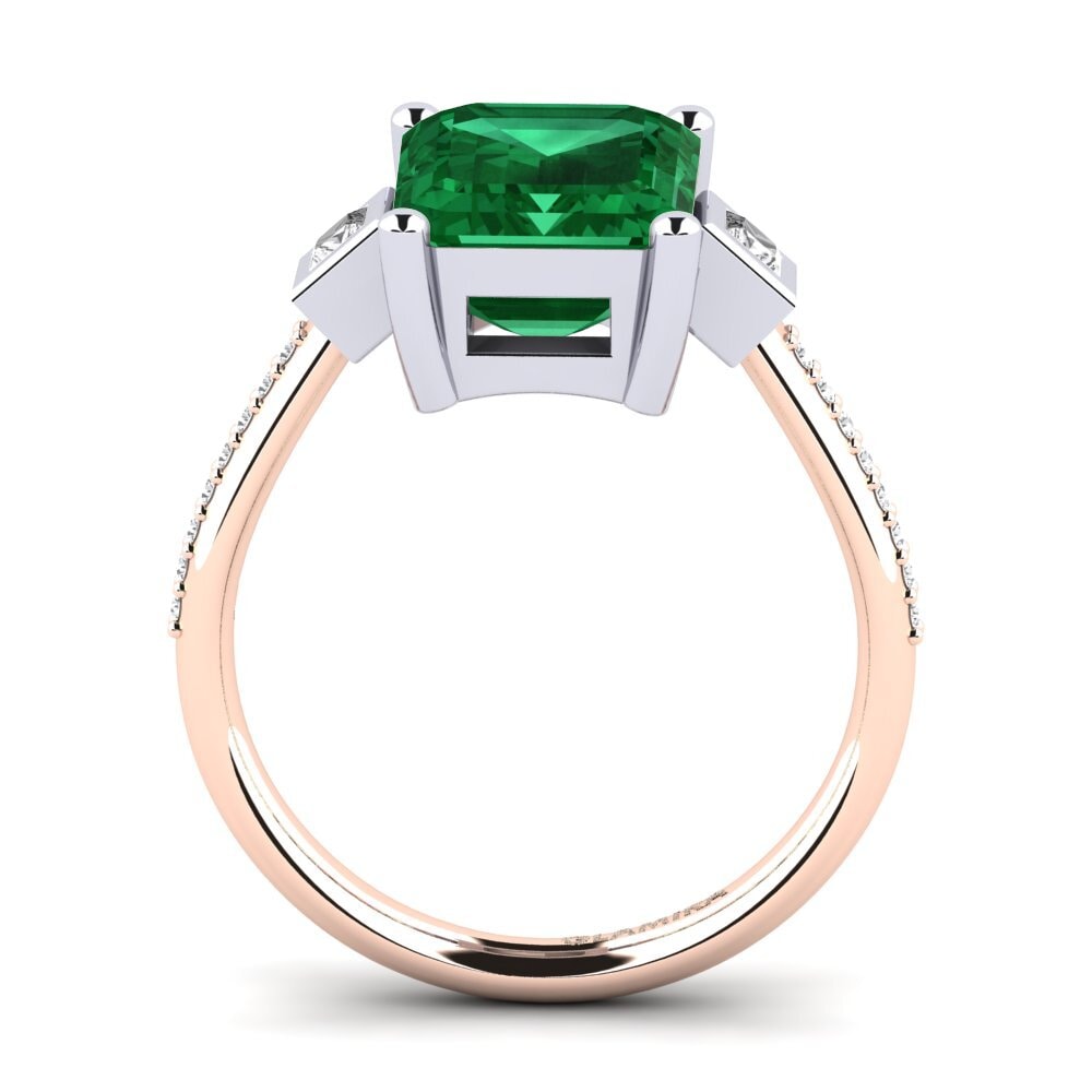 18ct Rose & White Gold Emerald (Lab Created) Engagement Ring Sohniel