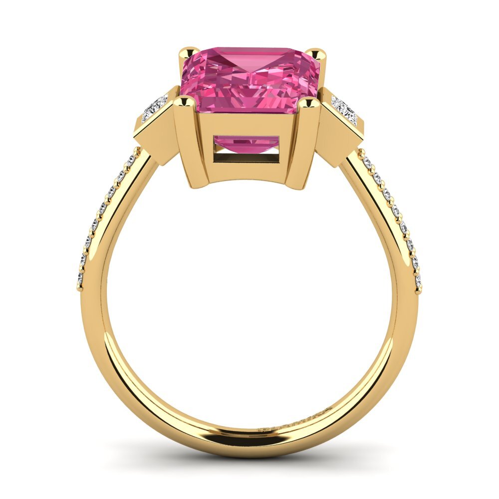 14k Oro Amarillo Turmalina rosa Anillo de compromiso Sohniel