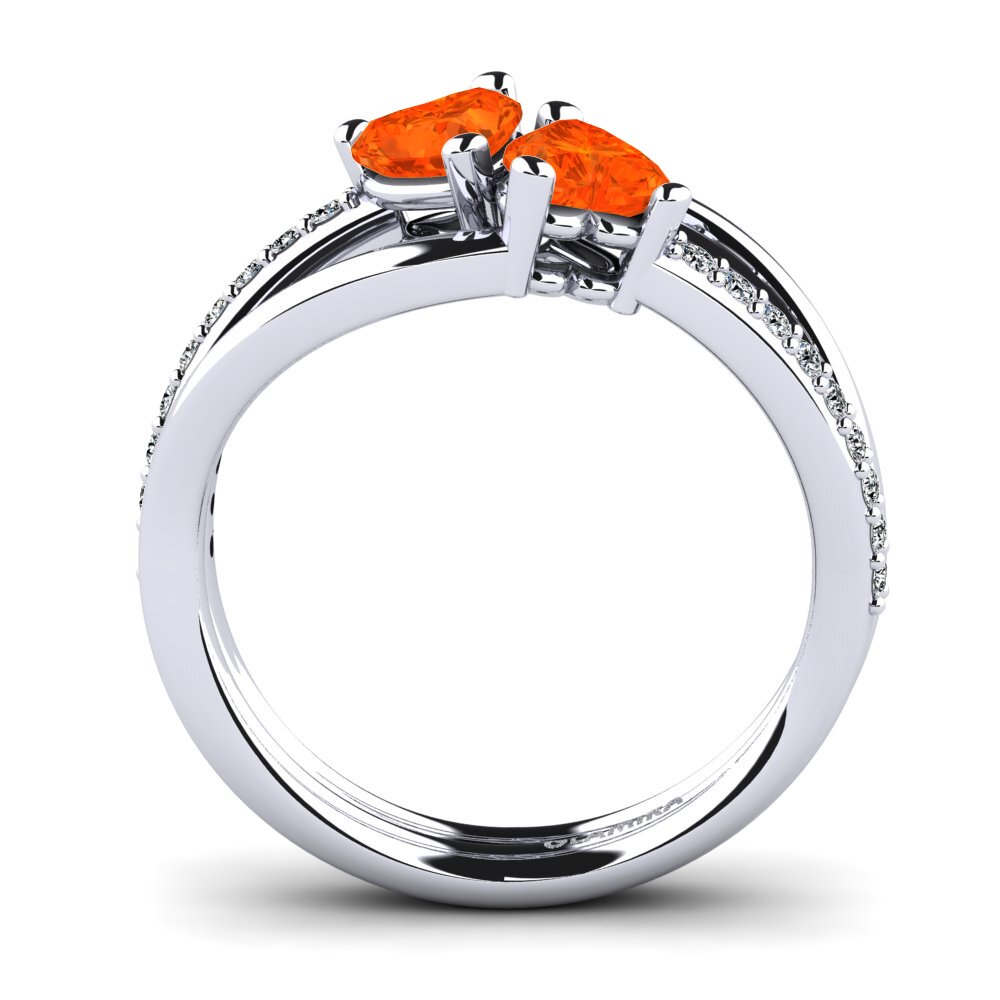 White Silver Fire Opal Ring Sonnett