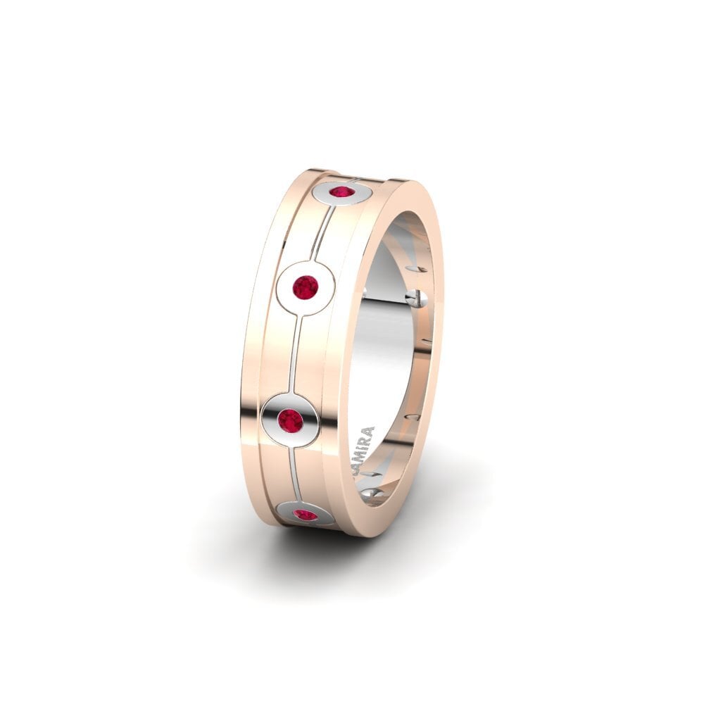 14ct Rose & White Gold Ruby Women's Wedding Ring Spectacular Sea 6 mm