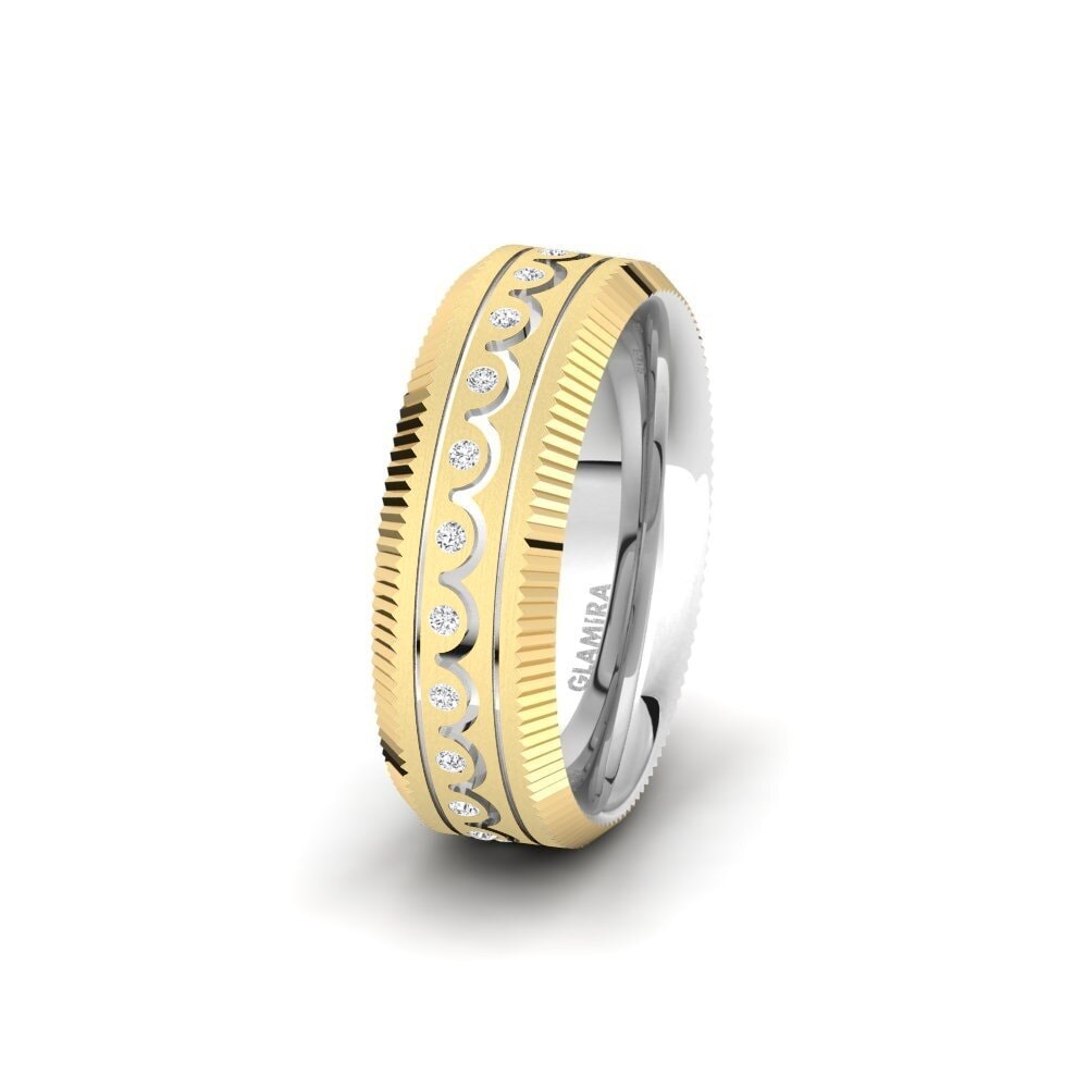 Or Blanc & Jaune 585 Saphir Blanc Alliance pour femme Spectacular Square