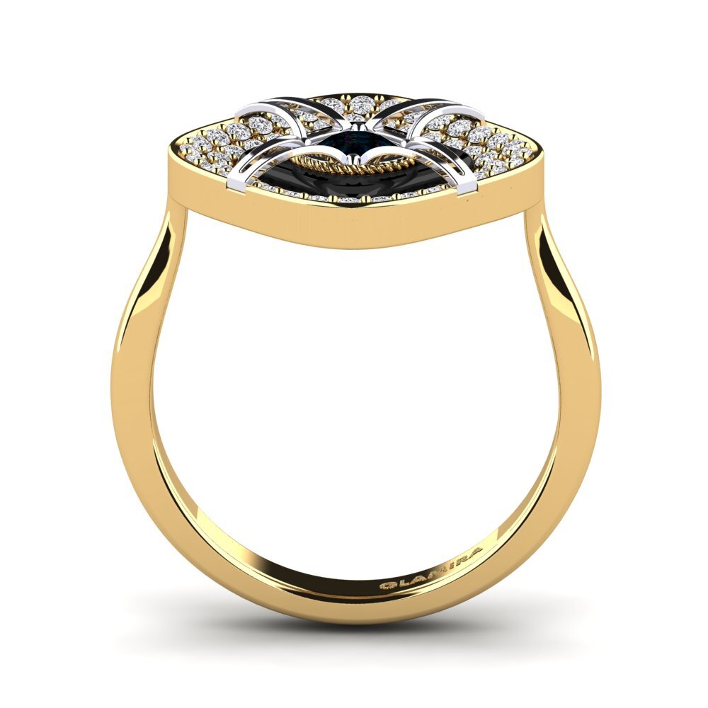 9ct Yellow & White Gold Black Opal Ring Speelman