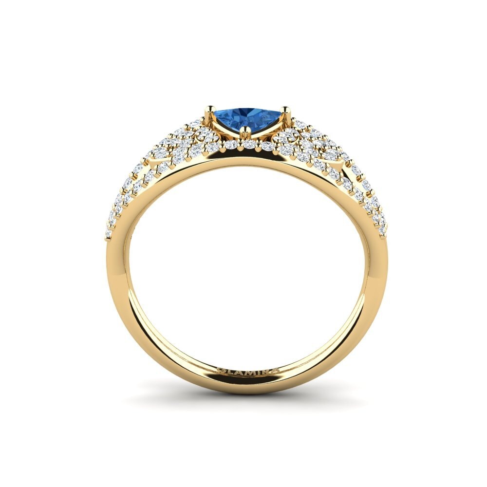 Trillion Dark Blue Zirconia Engagement Ring Spro