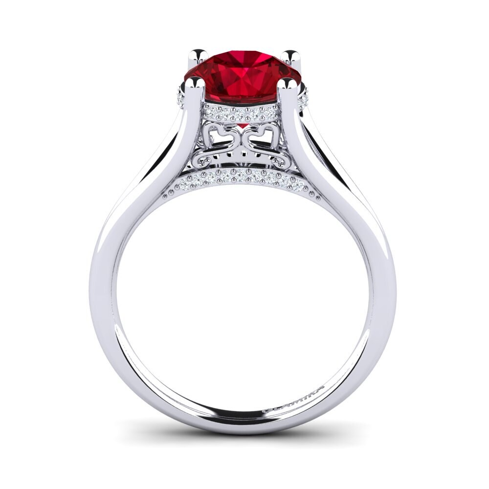 Red Zirconia Engagement Ring Stacia