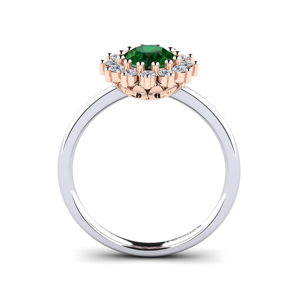 14ct White & Rose Gold Tsavorite Engagement Ring Staska