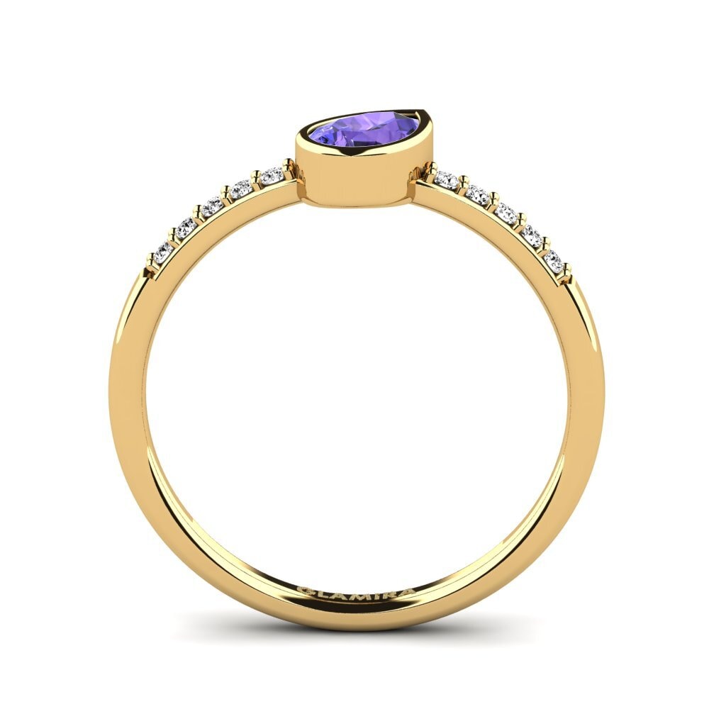 18k Oro Amarillo Tanzanita Anillo de compromiso Steenee