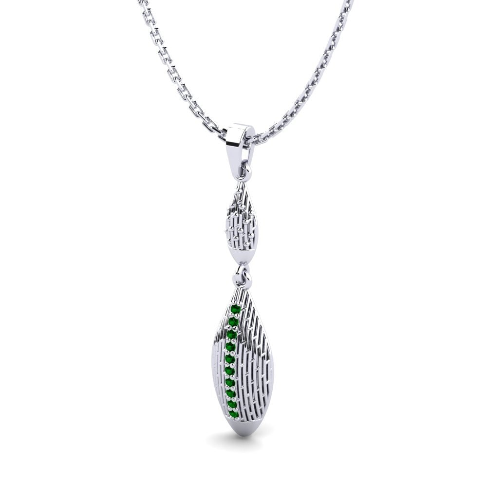 Plata 925 Circonita Verde Colgante de Mujer Stephani