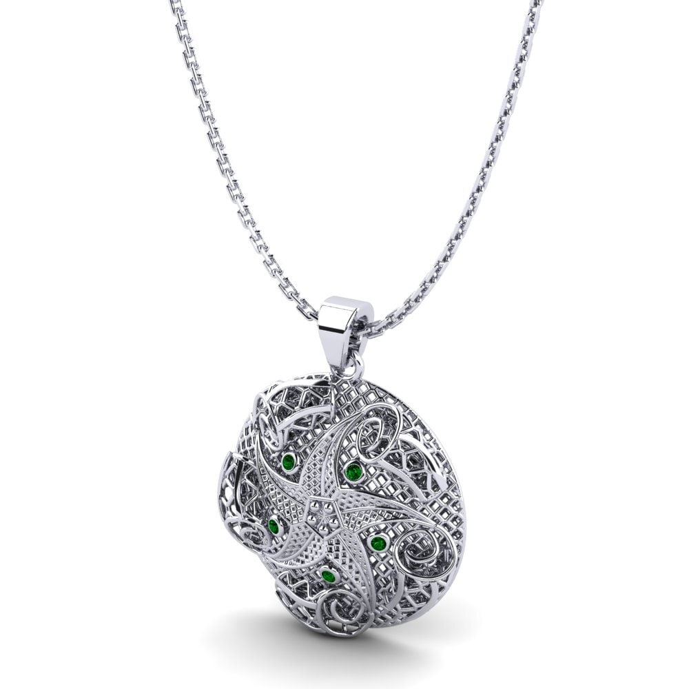 Plata 925 Circonita Verde Colgante de Mujer Stephnie