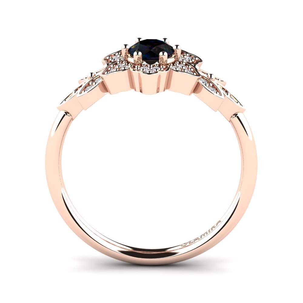 14ct Rose Gold Black Opal Ring Sueann