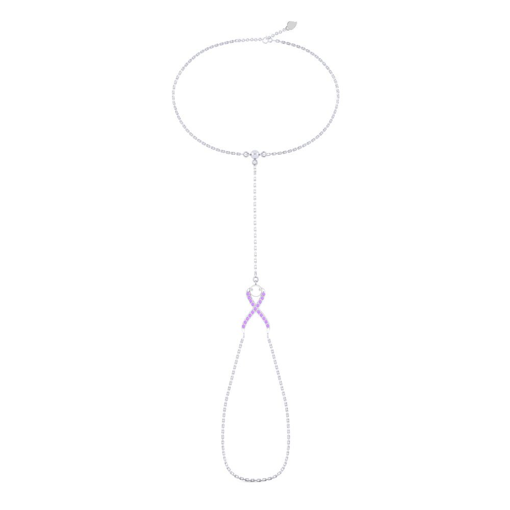 950 Platinum Amethyst Finger Bracelet Suiwer