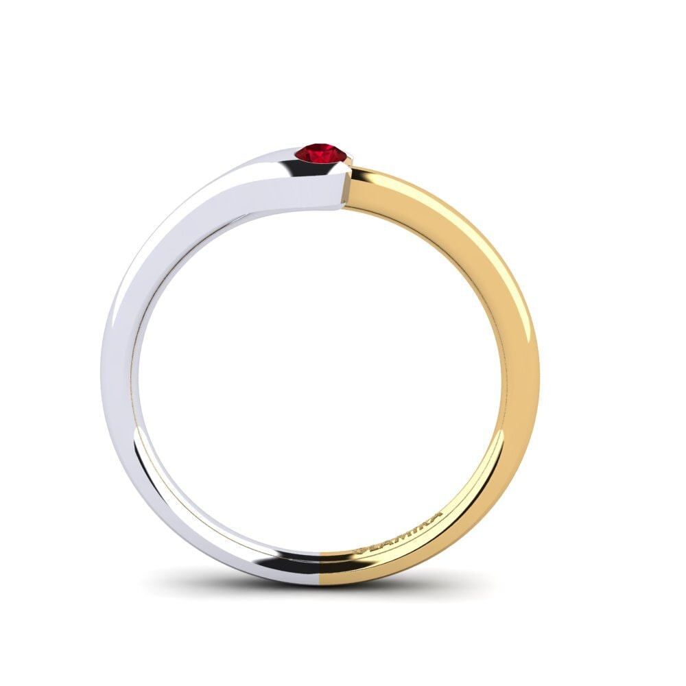 Ouro Amarelo Branco 14K Zircônia Vermelha Anel Sunita