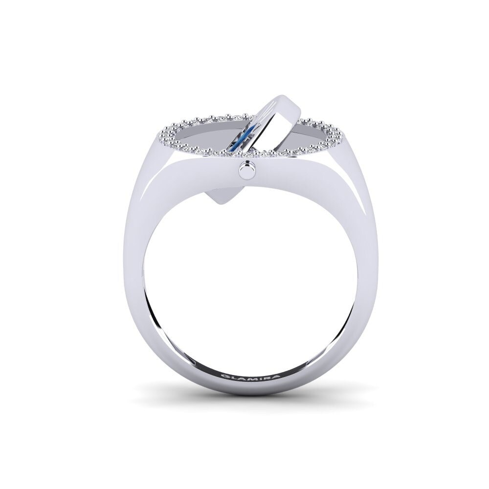 Palladium 950 Dunkelblauer Zirkonia Ring Swenet