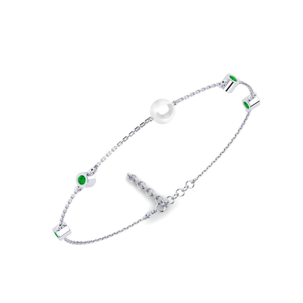 950 Platinum Emerald Women's Bracelet Swiet