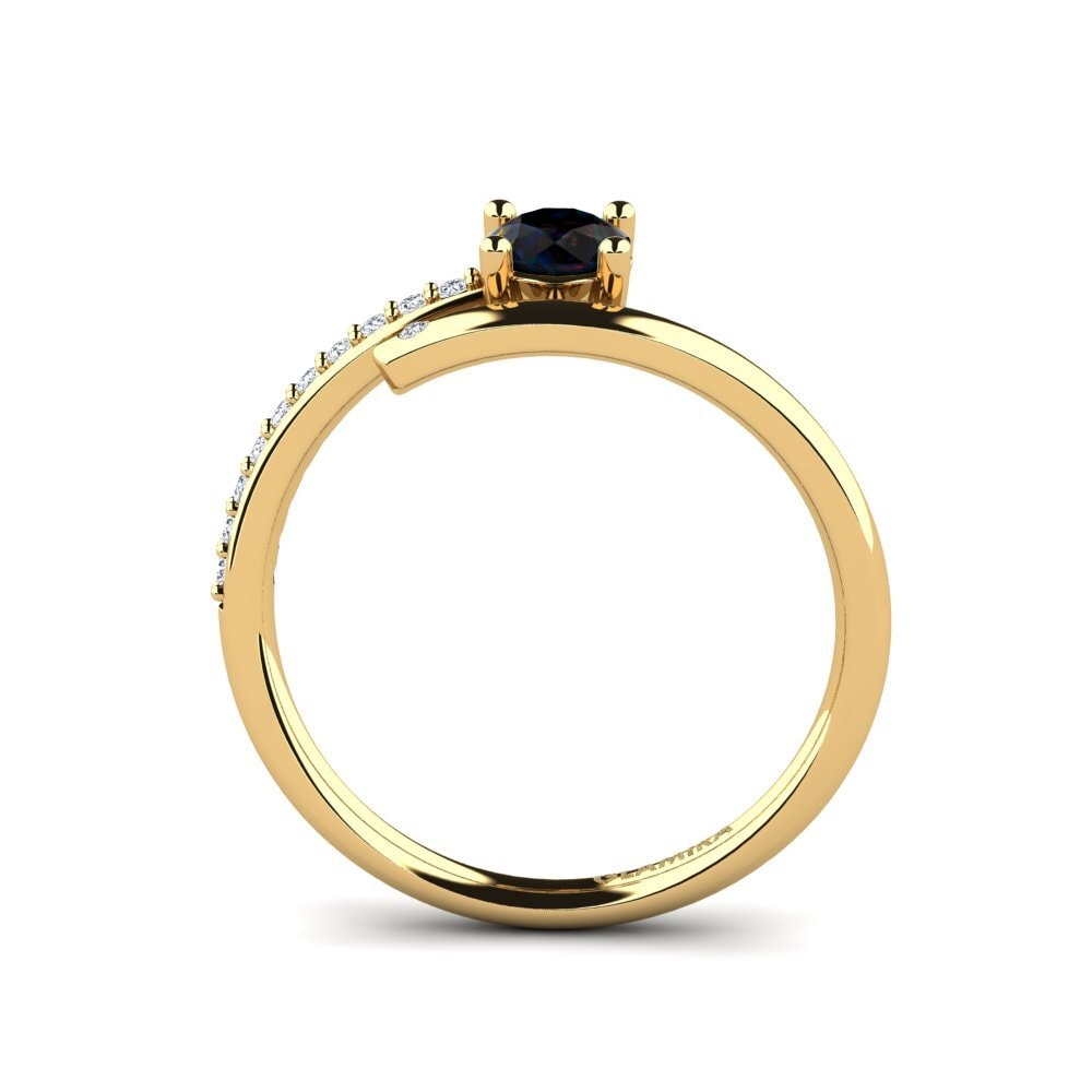 9ct Yellow Gold Black Opal Ring Taldina