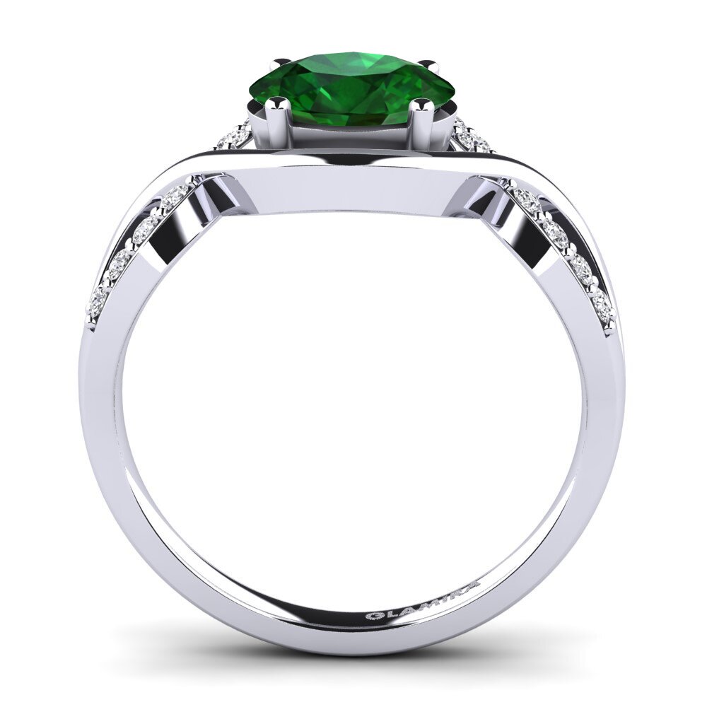 White Silver Tsavorite Engagement Ring Talia