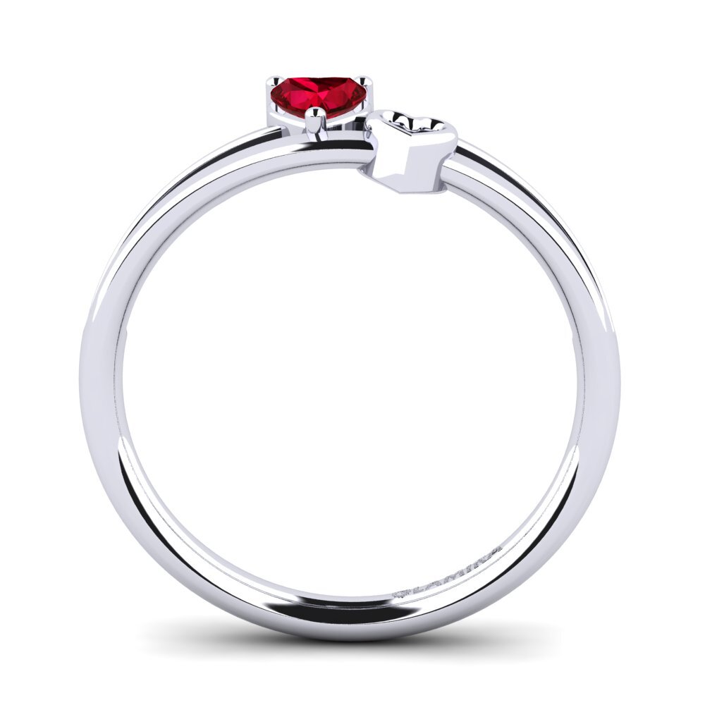 White Silver Red Zirconia Ring Tanazia