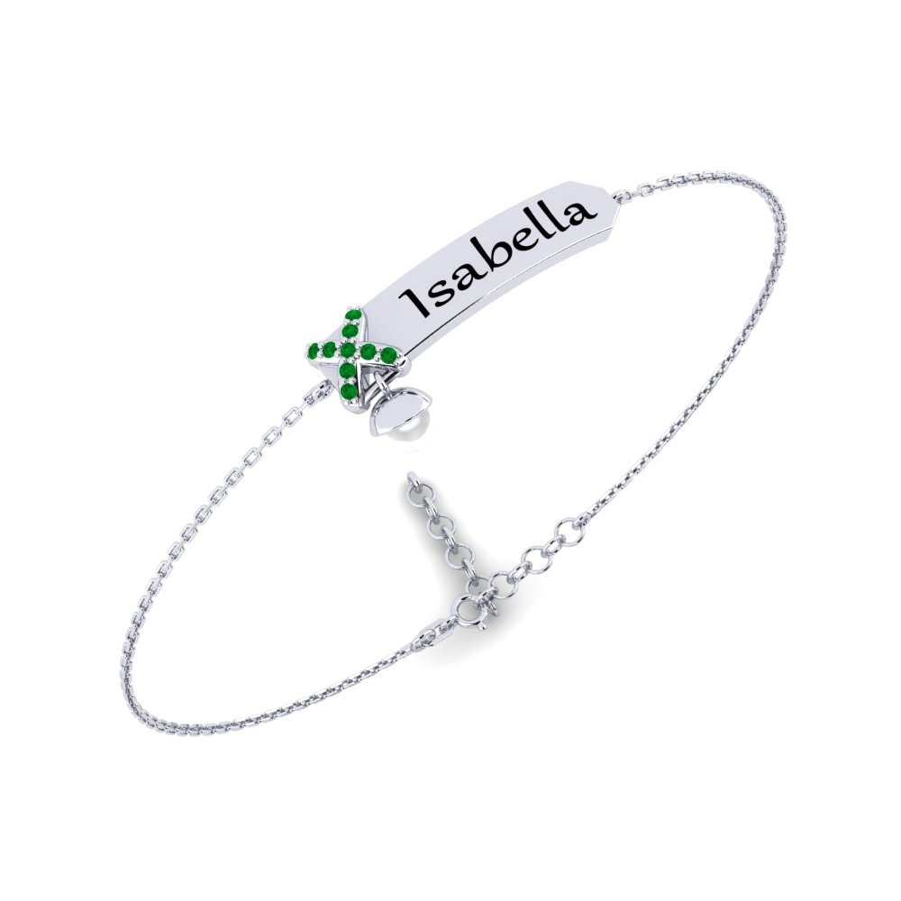 950 Platinum Emerald Women's Bracelet Taunan