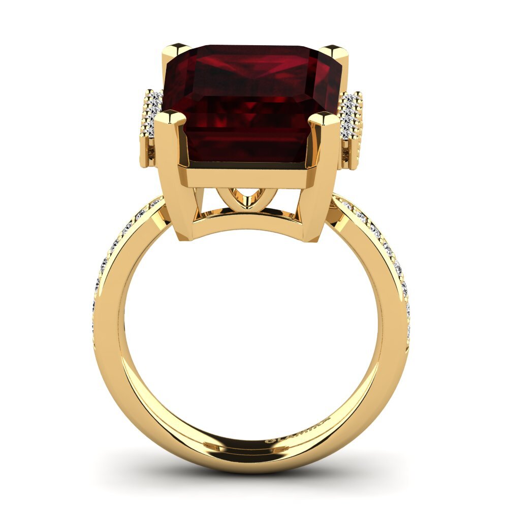 14k Oro Amarillo Granate Anillo Tayna