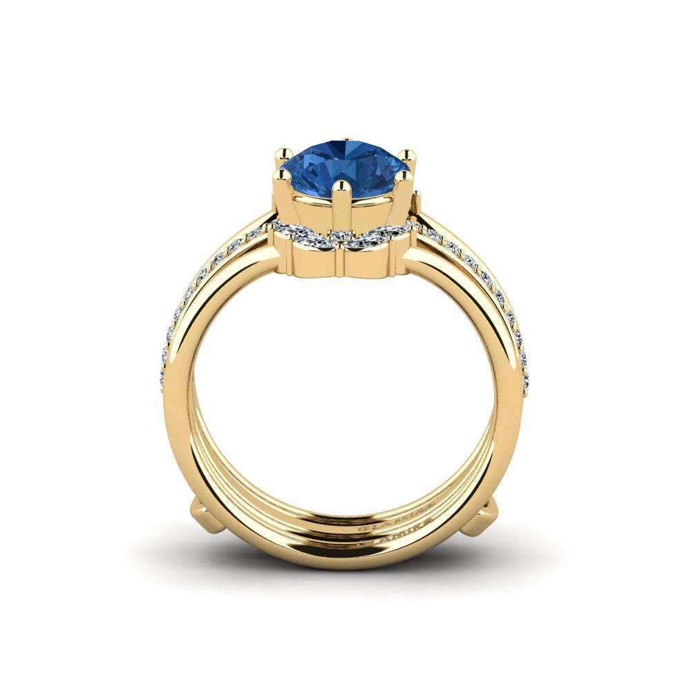Dunkelblauer Zirkonia Ring Tazil - SET
